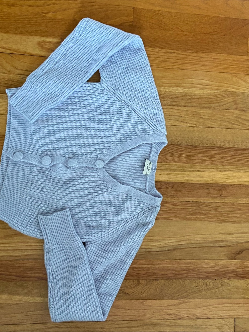 Dress Forum Lavender Button-Front Ribbed Cardigan